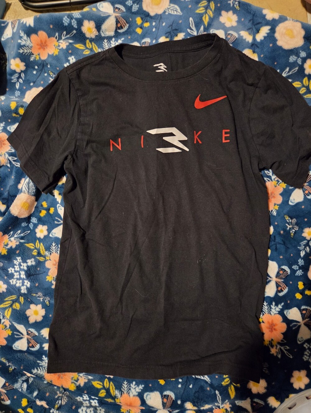 Nike Black Short Sleeve Tee with Red and White Logo